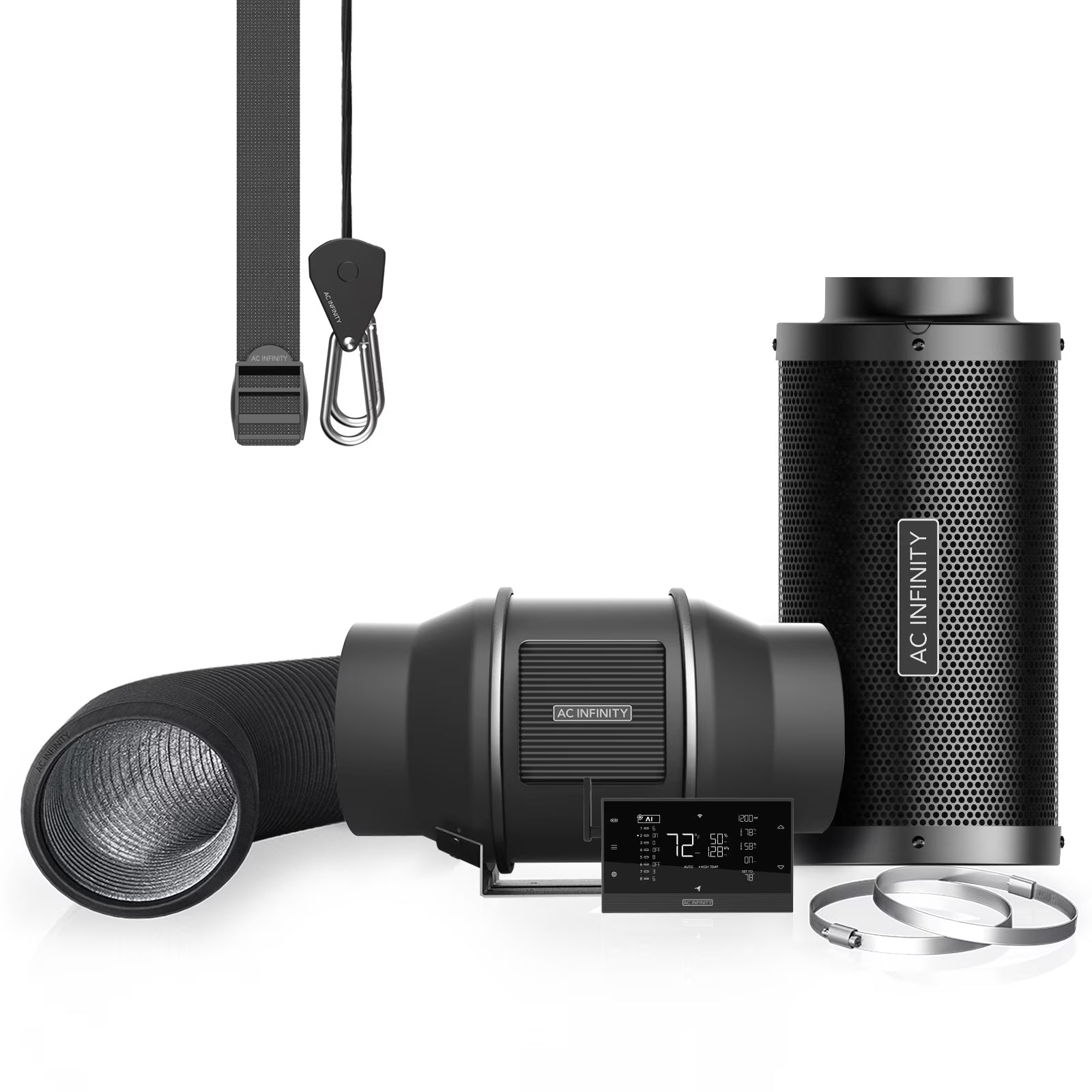 AC Infinity Air Filtration PRO Kit 6��, CLOUDLINE Inline Fan with Controller 69, Carbon Filter Ducting Combo, Cooling and Ventilation System for Grow Tents, Hydroponics, Indoor Gardening