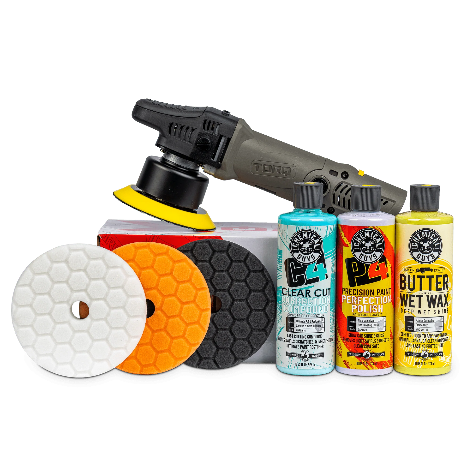 Chemical Guys TORQX Random Orbital Polisher Cut and Polish Kit (7 Items)
