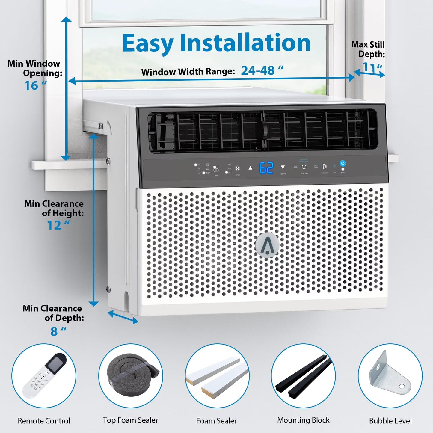 TROPOW 110V Window-Mounted Air Conditioner 6,000 BTU with Remote/APP Control and ECO Mode(6000BTU)