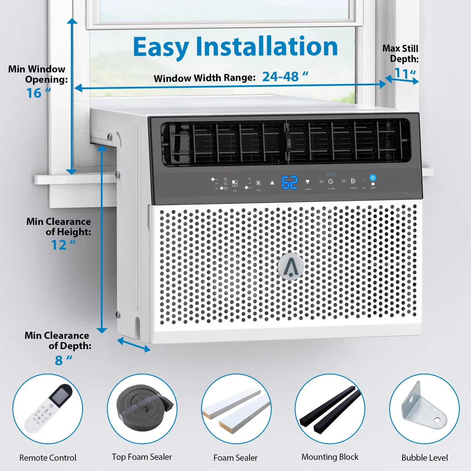 TROPOW 110V Window-Mounted Air Conditioner 6,000 BTU with Remote/APP Control and ECO Mode(6000BTU)