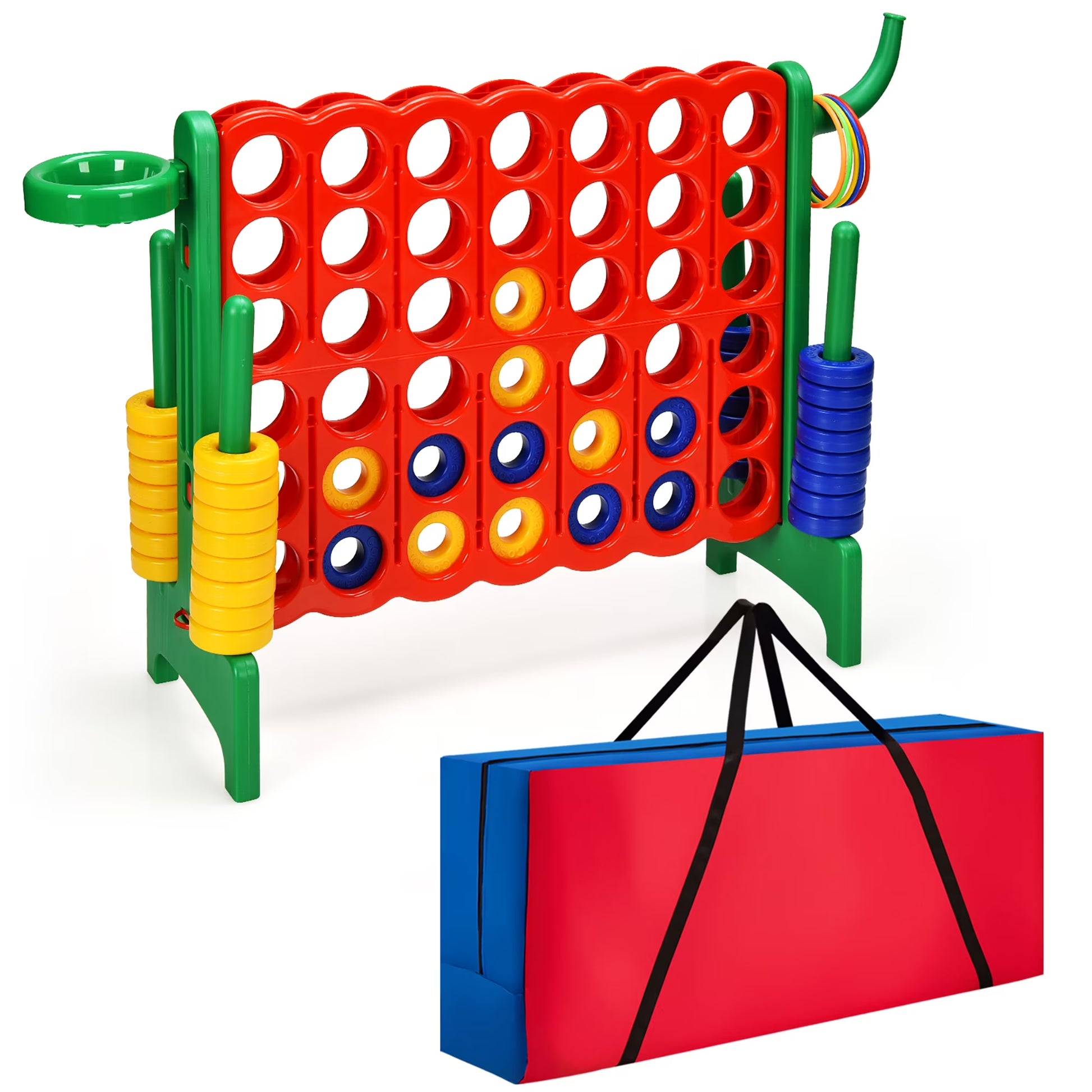 Costway Giant 4 in A Row Jumbo 4-to-Score Game Set W/Storage Carrying Bag for Kids Adult(Red/Green)