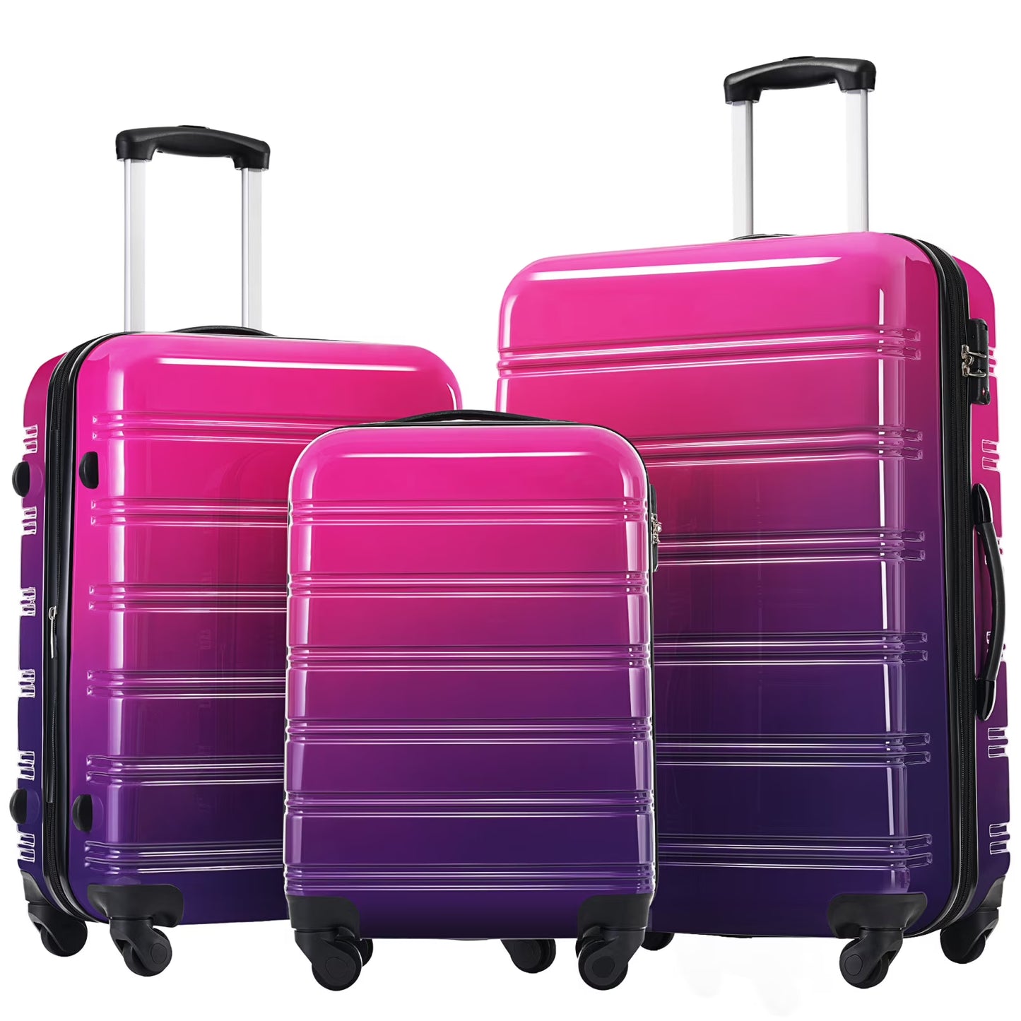 3 Piece Luggage Sets, Hard Shell Suitcase 20/24/28 Inches with TSA Lock and Spinner Wheels, Expandable Lightweight Travel Luggage for Men Women, Multicolor purple(Multicolor purple)