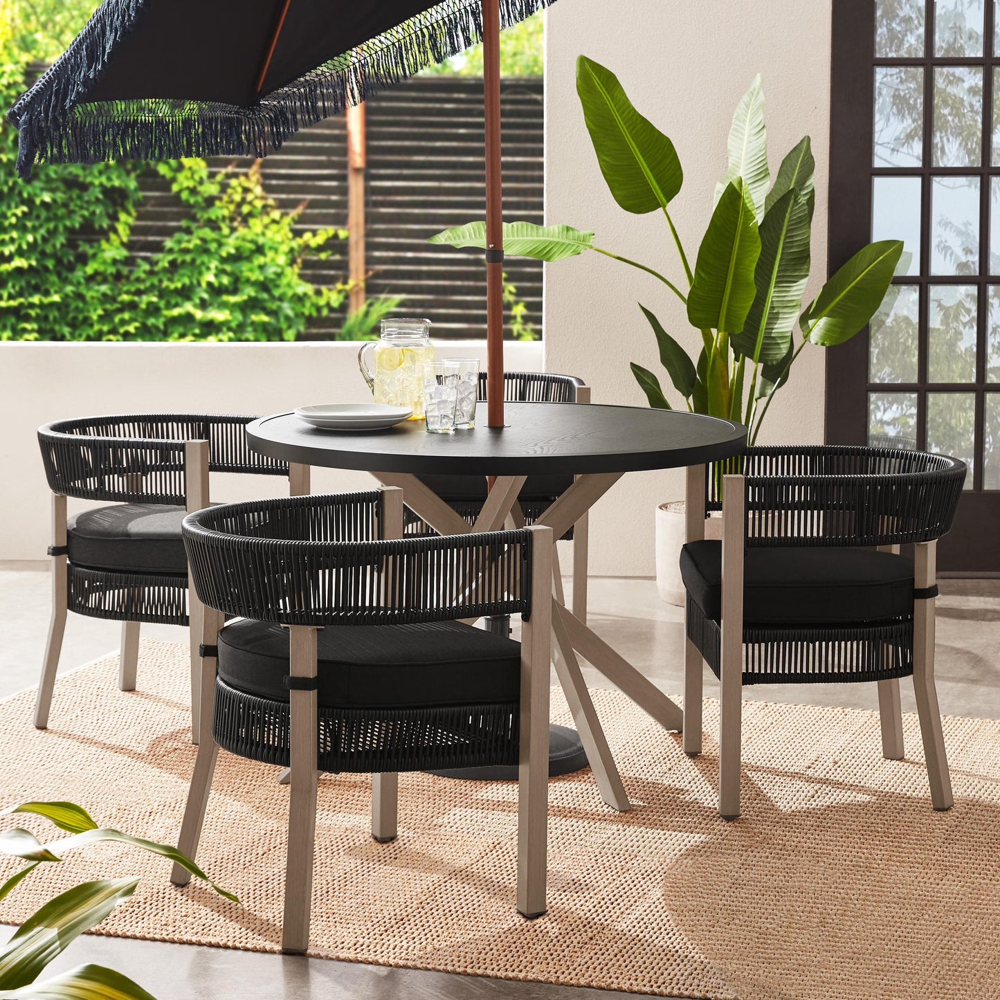 Better Homes  Gardens Tarren 5 Piece Outdoor Dining Set, Black