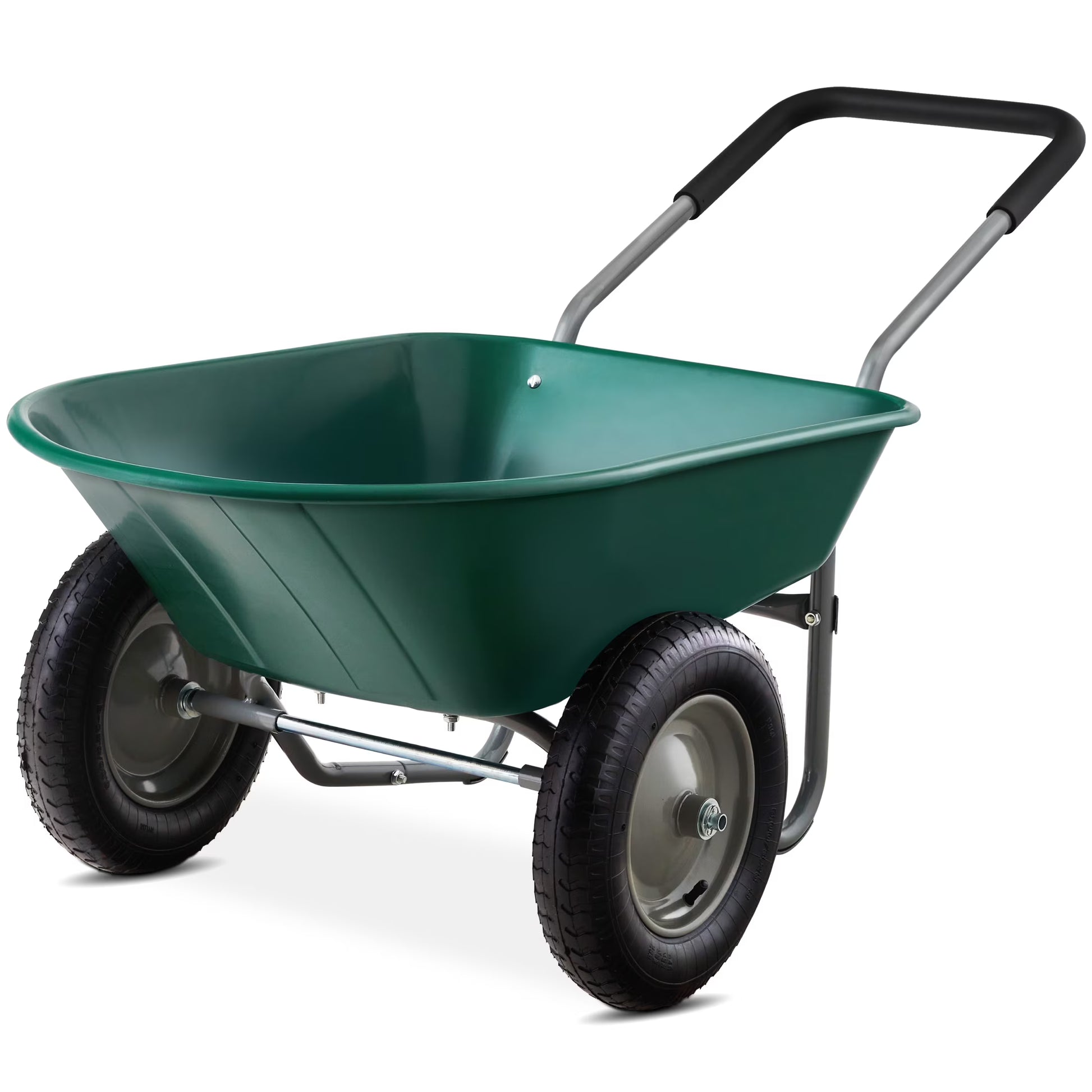 Best Choice Products Dual-Wheel Home Wheelbarrow Yard Garden Cart for Lawn, Construction - Green(Green)