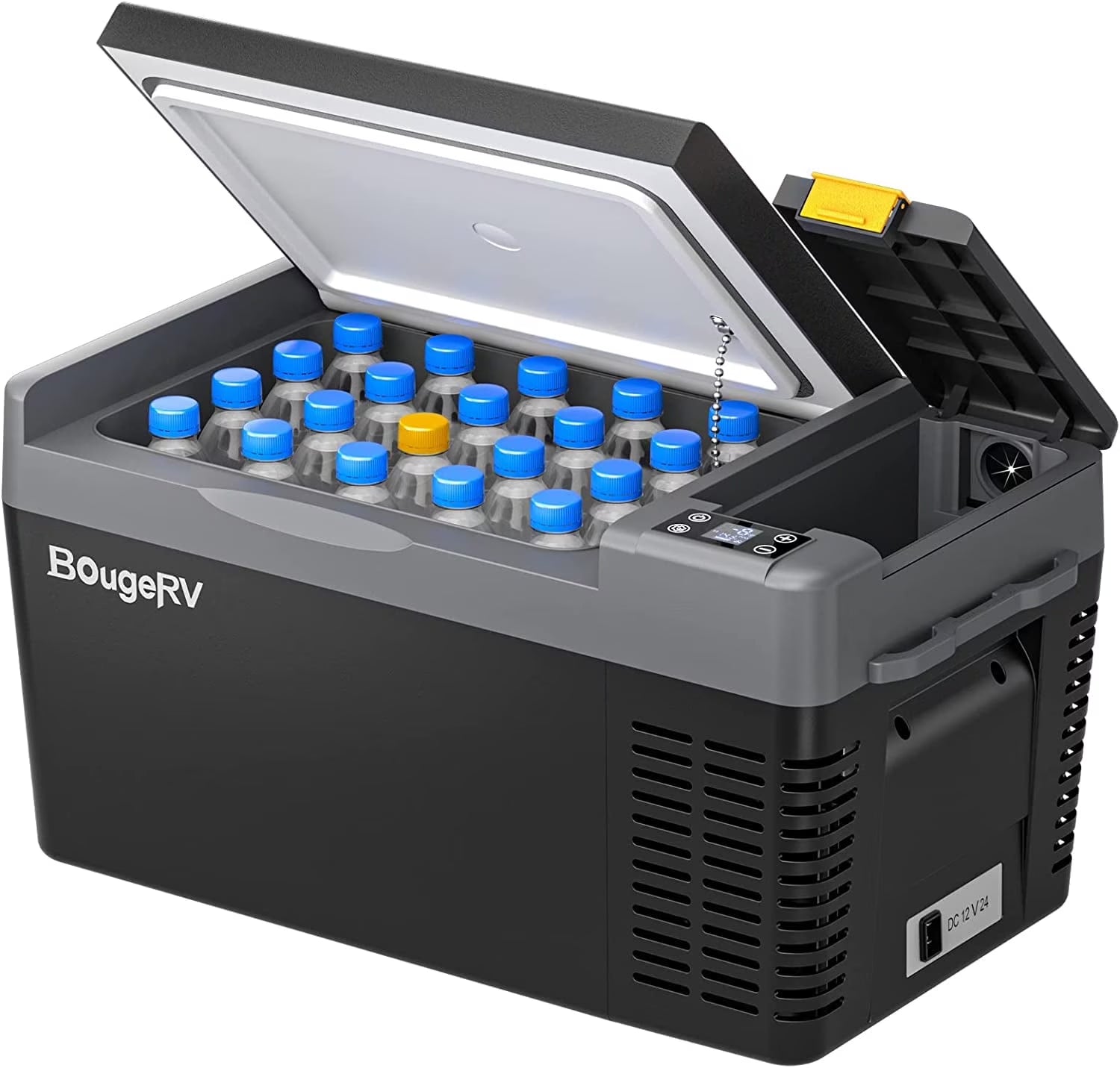 BougeRV Portable Car Refrigerator CRPRO 21 Qt, 12 Volt Fridge Compressor Freezer with -8�H~50�H Cooling Range, 12V/24 DC  110-240 AC for RV Truck Vehicle Boat Outdoor  Home Use Black(21 Quart/Black)