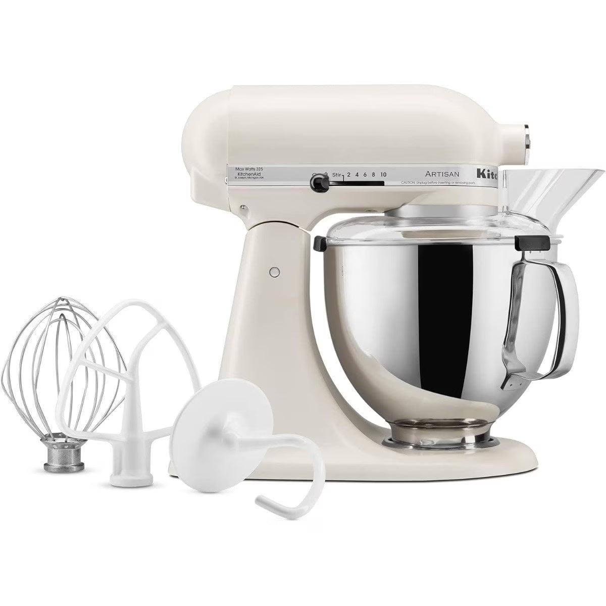 KitchenAid Artisan Series 5 qt Stand Mixer, Porcelain White with Flat Beater, Dough Hook, Whip(Porcelain White)