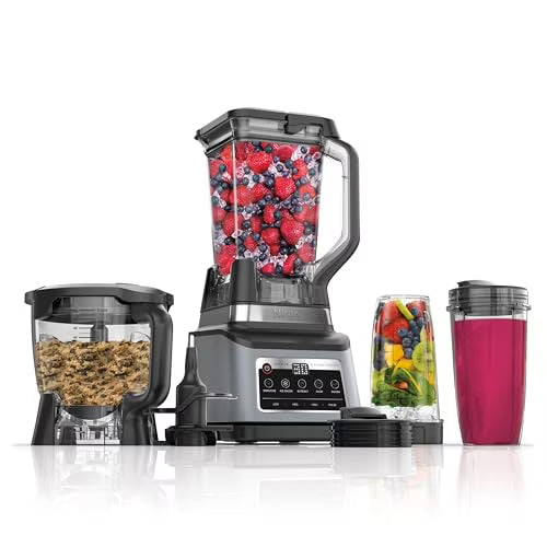 Ninja BN801 Professional Plus Kitchen System, 1400 WP, 5 Functions for Smoothies, Chopping, Dough  More with Auto IQ, 72-oz.* Blender Pitcher, 64-oz. Processor Bowl, (2) 24-oz. To-Go Cups, Grey