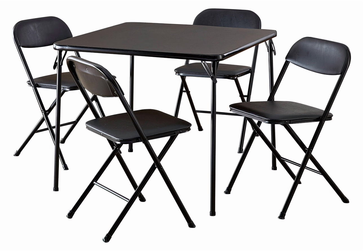 COSCO 5-Piece Folding Set with Card Table and 4 Vinyl Padded Chairs, Black