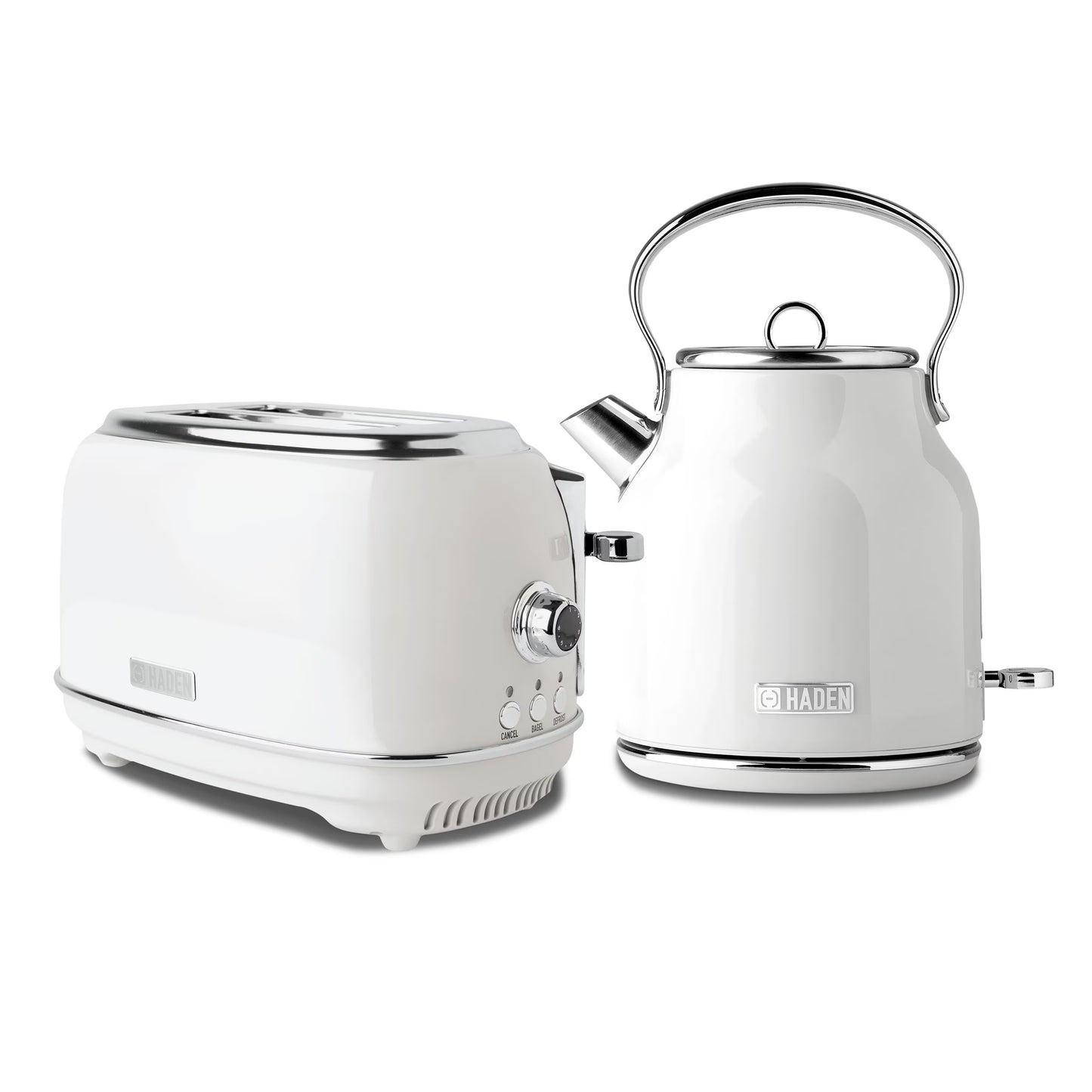 Haden Heritage 1.7 Liter Electric Kettle with 2 Slice Bread Toaster, White(White)