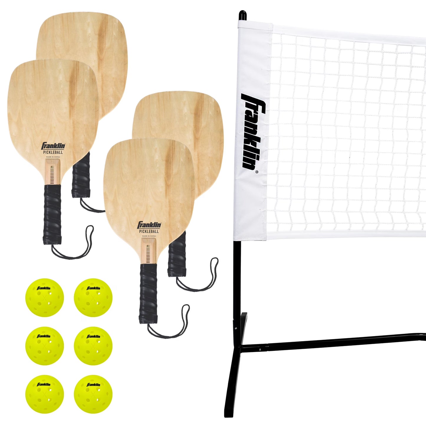 Franklin Sports Half-Court Pickleball Net Set - 4 Paddles + 6 X-40 Balls