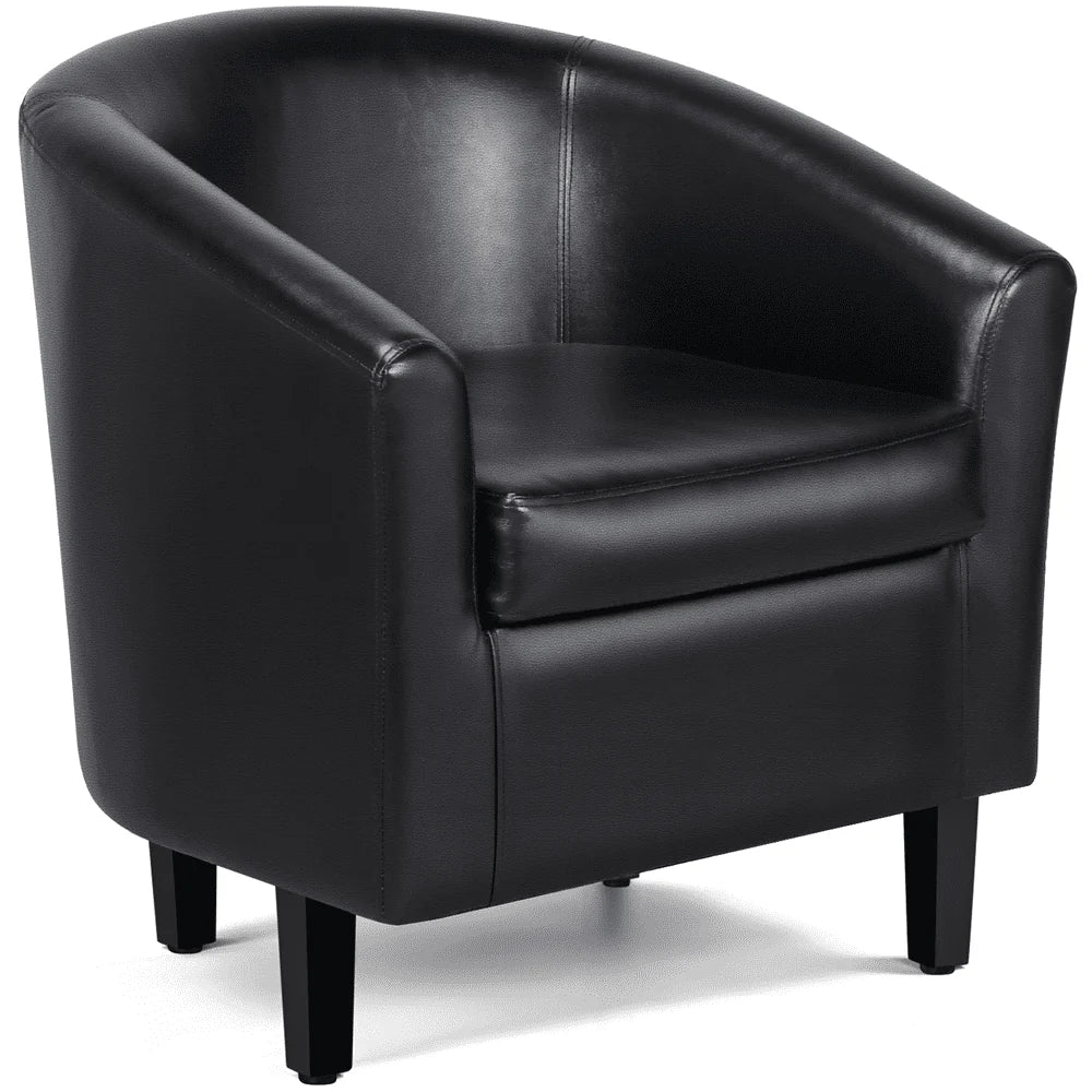 Yaheetech Faux Leather Accent Arm Chair For Living Room, Black(1/Black)