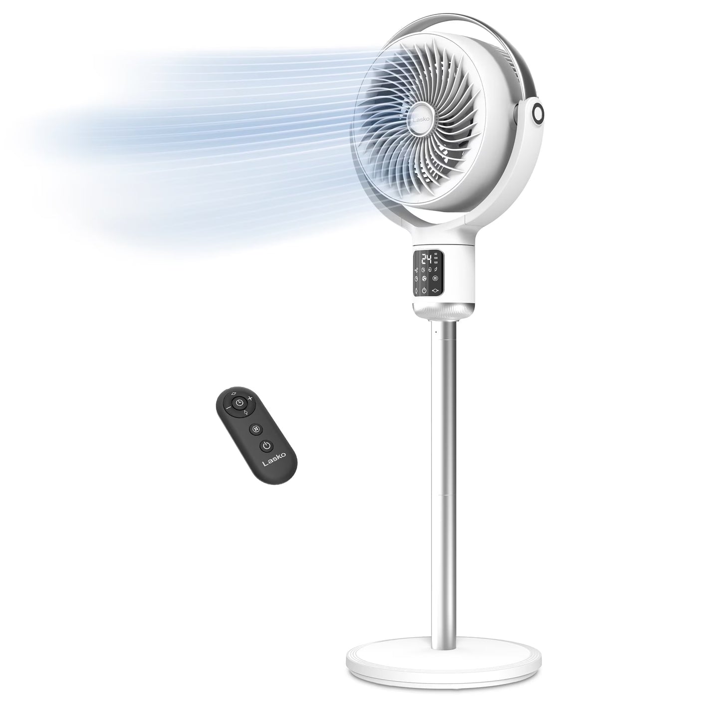 Lasko Whirlwind 7�� 24-Speed Orbital Motion 25ft/s Airflow Remote Control Pedestal Fan, APDC301