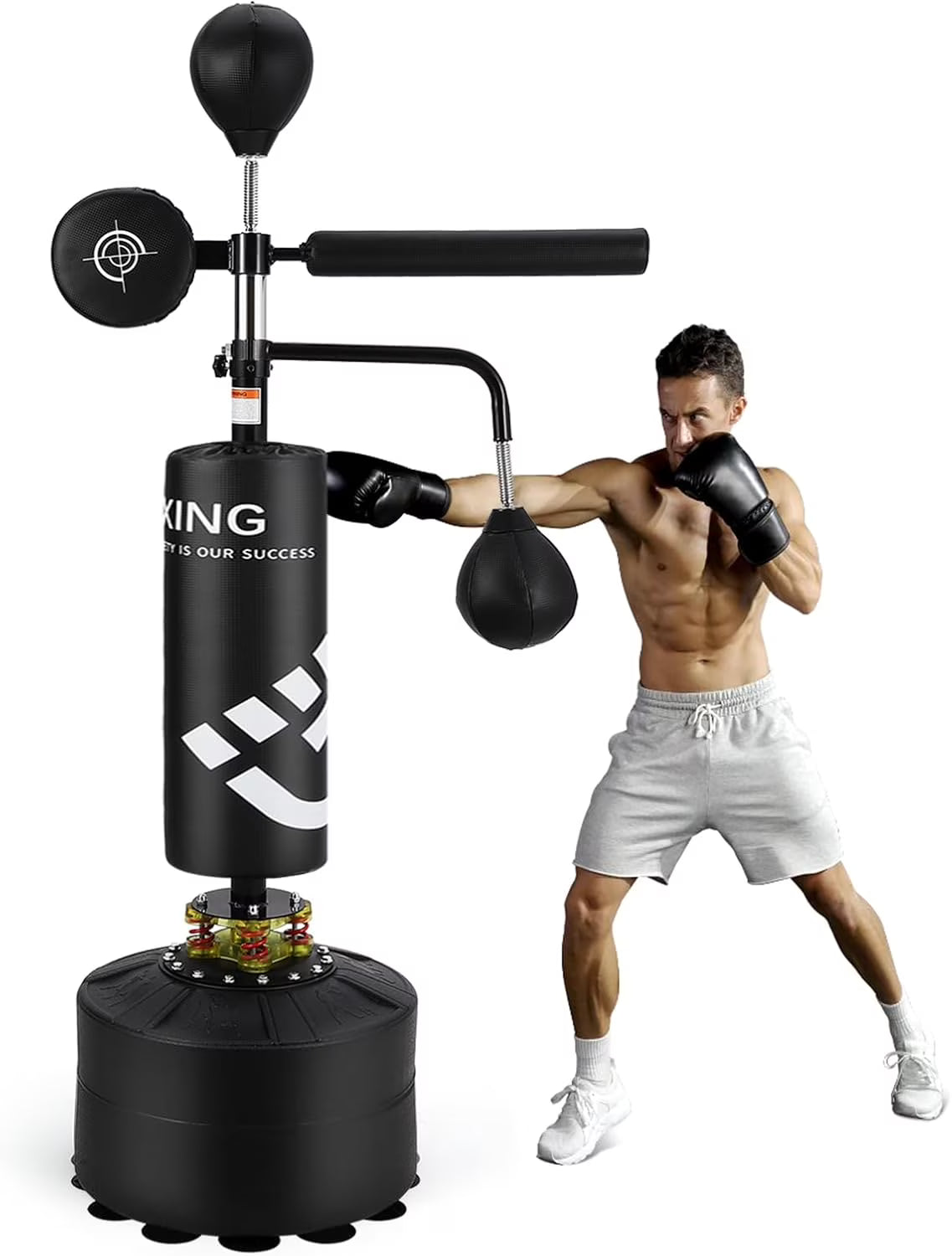 Yeshouse 5-in-1 Freestanding Punching Bag with Stand �?Adjustable Height Boxing Bag for Adults  Kids, Reflex Bar, Speed Bags, Hitting Target, Heavy Kickboxing Bag(Height 65.13-89.7")