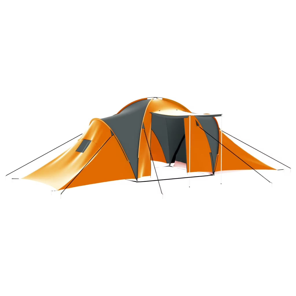 vidaXL Camping Tent Pop up Backpacking Tent Family Tent for Outdoor Hiking(Gray and orange)