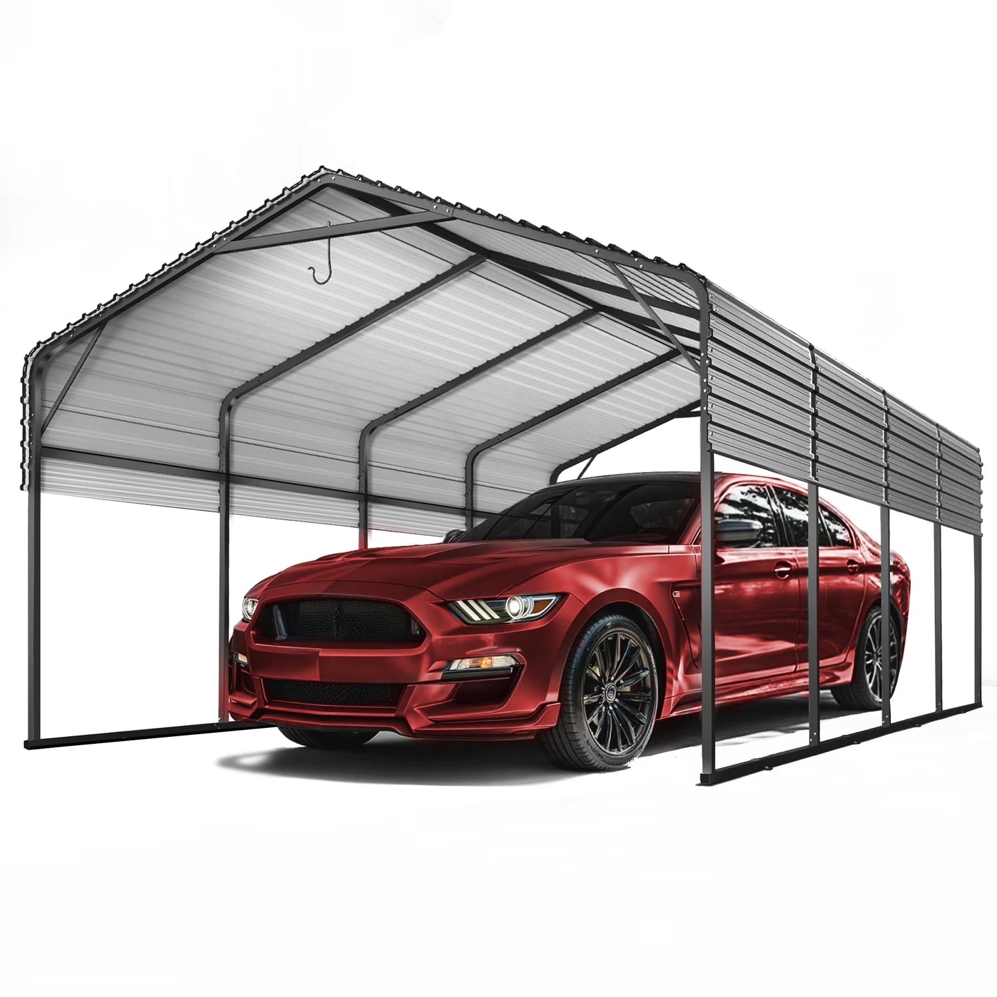 12x20FT Heavy Duty Metal Carport - Galvanized Steel Roof, Reinforced Frame, High Wind  Snow Rating - Shelter for Cars, Trucks, Boats (19.4'L x 12.1'W x 8.5'H)