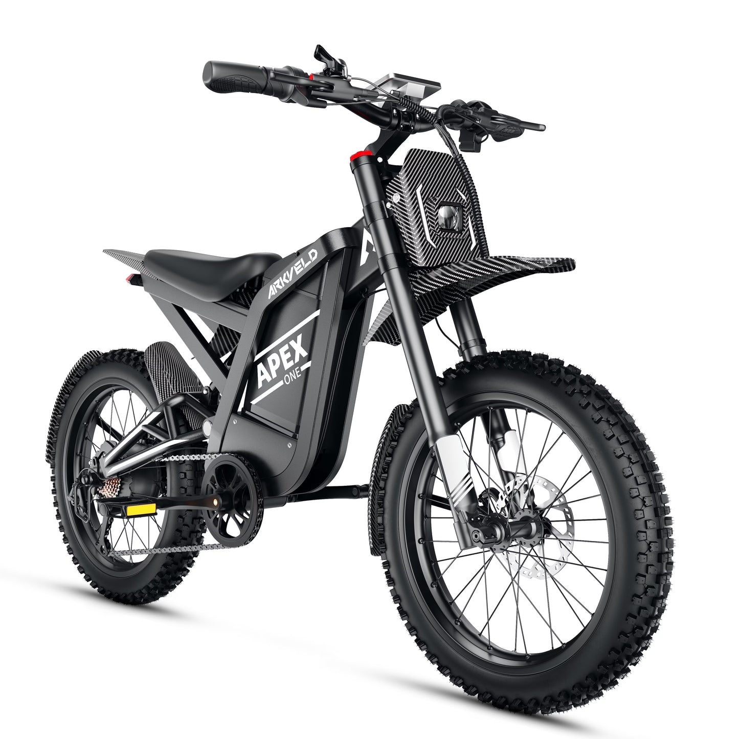 Arkveld Electric Bike for Adults, Peak-3000W, Max 40MPH and 80Miles Electric Motorcycle,25" Fat Tire Dirt Bike, APEX1 7-Speed E-Bike，White(White)