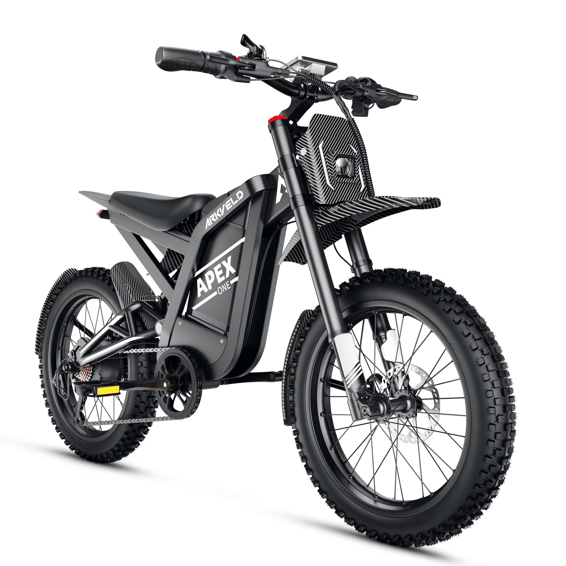 Arkveld Electric Bike for Adults, Peak-3000W, Max 40MPH and 80Miles Electric Motorcycle,25" Fat Tire Dirt Bike, APEX1 7-Speed E-Bike，White(White)
