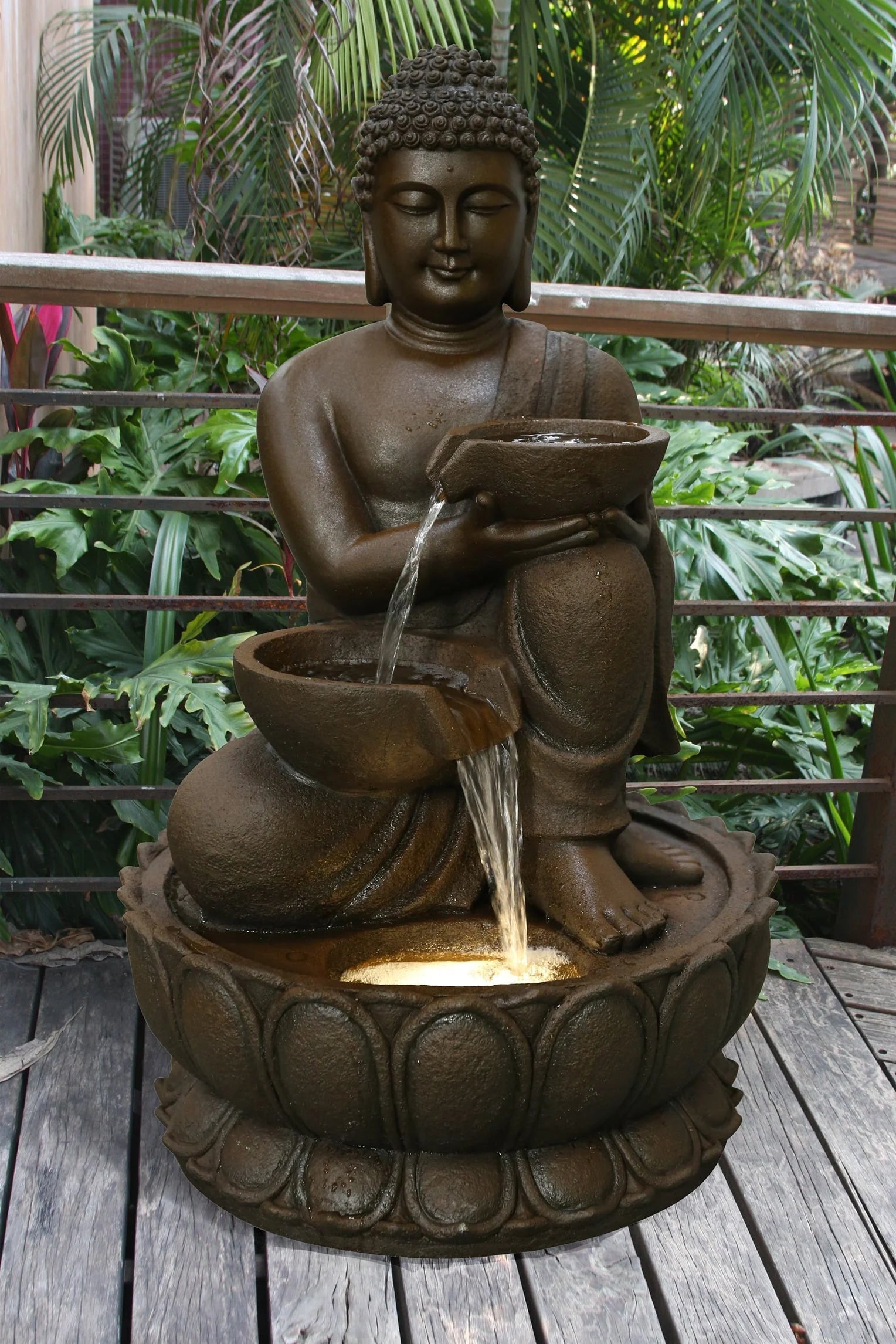 Large Buddha Fountain with Warm White LED